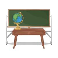 chalkboard and globe on the table vector