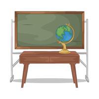 illustration of blackboard and globe on the table vector
