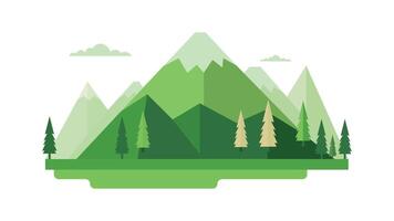 Green Mountain Nature View Landscape with Pine Fir Trees in Forest vector