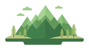 Green Mountain Nature View Landscape with Pine Fir Conifer Trees in Forest Jungle vector