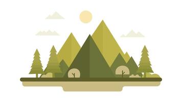 Green Mountain Nature View Landscape with Pine Trees in Forest with Sunny Day vector
