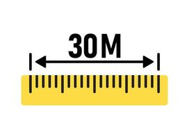 Ruler 30 meters icon in flat style. Measure scale illustration on isolated background. Ruler scale sign business concept. vector