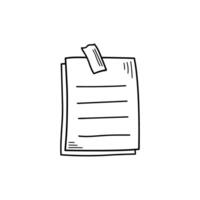 Hand drawn memo paper sheet icon in flat style. Doodle sketch illustration on isolated background. Doodle page sign business concept. vector