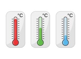 Thermometer icon set in flat style. Climate control illustration on isolated background. Weather change sign business concept. vector