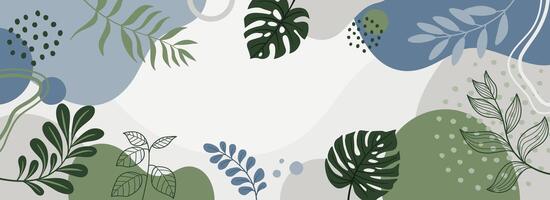 Leaves green poster background. Hand drawn abstract background for design. vector