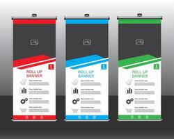 Roll up banner template, Roll up banner set vector