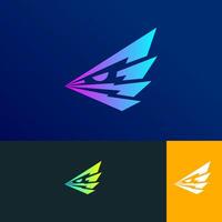 thunder eagle eye logo concept, combination between eagle eye, wing, and thunder vector