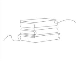 Continuous single line drawing of Book outline vector