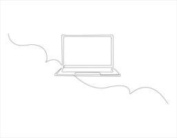 Continuous single line drawing of laptop outline vector