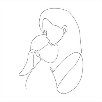 Continuous single line drawing of Mon and son outline vector