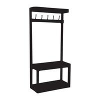 Coat Rack Hall Tree with Shoe Bench Silhouette Illustration vector