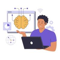 Flat Of Machine Learning Concept vector