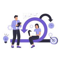 Flat of scrum agile methodology for software development vector