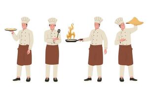 Set of professional chef character vector