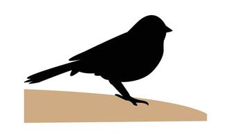 Towhee Bird Black Silhouette Design And Illustration. vector