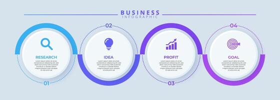 Infographic chart 4 step process, ideal for presenting business startup concepts. Features clean, minimalistic design with thin line icons. vector