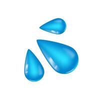 3D cartoon icon of blue water droplets, symbolizing tears or liquid emotion. Playful and expressive emoji design. vector