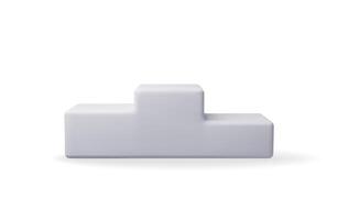 3D grey podium sports awards. Render stage for product presentation. Empty stage square podium. Minimal white scene. Pedestal 3D platform vector