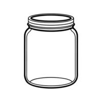 Empty Mason Jar Line Art Black and White Outline for Kitchen, Storage, and Design Projects vector