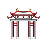 Red and Yellow Chinese Gate Art in Pagoda Style for Cultural and Architectural Design vector