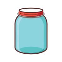 Empty Mason Jar with Red Lid Bright Glass Jar for Kitchen, Storage, and Design Uses vector
