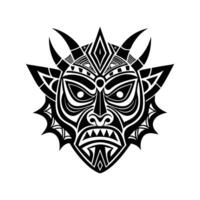 Traditional Tribal Mask Abstract Face Line Art with Geometric and Decorative Patterns vector