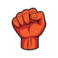 Raised Clenched Fist Illustration - Powerful Red Hand Symbolizing Strength, Unity, and Protest vector