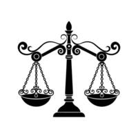 Ornate Scales of Justice Black and White Illustration for Legal and Courtroom Design vector