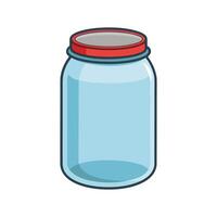 Empty Mason Jar with Red Lid Colorful Glass Jar for Storage, Kitchen, and Design vector