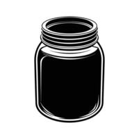 Simple Mason Jar Empty Glass Jar in Black and White Line Art for Design Projects vector
