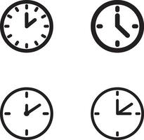 Set of Four Outline Clocks vector