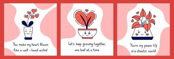 Valentines day Poster Set with Funny Text vector