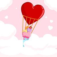 Flat illustration ice cream with balloon in the air, smooth cloud with pastel color vector