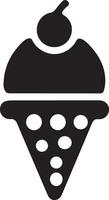 Ice ream cone silhouette flat icon. vector