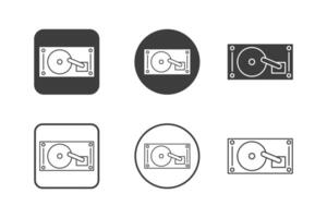 harddisk icon design 6 variations. Set electronic hardware icons. Isolated on white background. vector