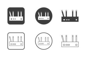 wifi router icon design 6 variations. Set electronic hardware icons. Isolated on white background. vector