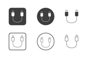 usb cable icon design 6 variations. Set electronic hardware icons. Isolated on white background. vector