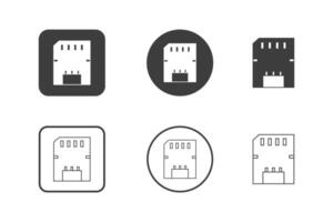 memory card icon design 6 variations. Set electronic hardware icons. Isolated on white background. vector