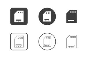 memory card icon design 6 variations. Set electronic hardware icons. Isolated on white background. vector