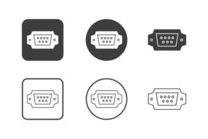 vga cable icon design 6 variations. Set electronic hardware icons. Isolated on white background. vector