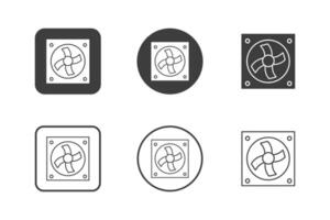 cooling fan computer icon design 6 variations. Set electronic hardware icons. Isolated on white background. vector