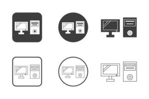 computer icon design 6 variations. Set electronic hardware icons. Isolated on white background. vector