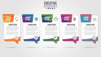Business Infographic design template with icons and 5 numbers options or steps. vector