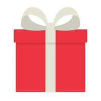 Red gift box with white ribbon and bow isolated on white background vector