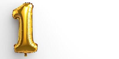 Golden balloon number one for celebrations and birthday party decor photo