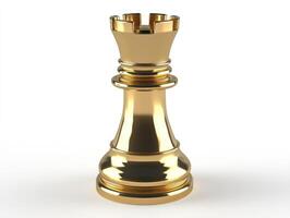 Golden rook chess piece hovering weightlessly. Elegant concept for strategy and design photo