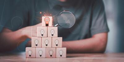 Connecting success and problem solution from creativity ,strategic planning to develop organization into future, problem solution success ,visionary decisions for success photo