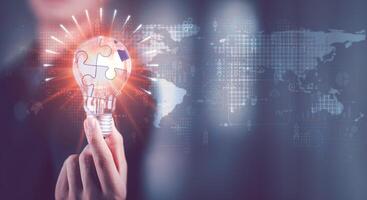 Connecting success and problem solution from creativity ,strategic planning to develop organization into future, problem solution success ,visionary decisions for success photo