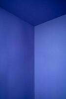 Minimal background mockup for product presentation. Corner of room delicate blue color photo