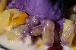 halo halo with pineapple and ube ice cream photo